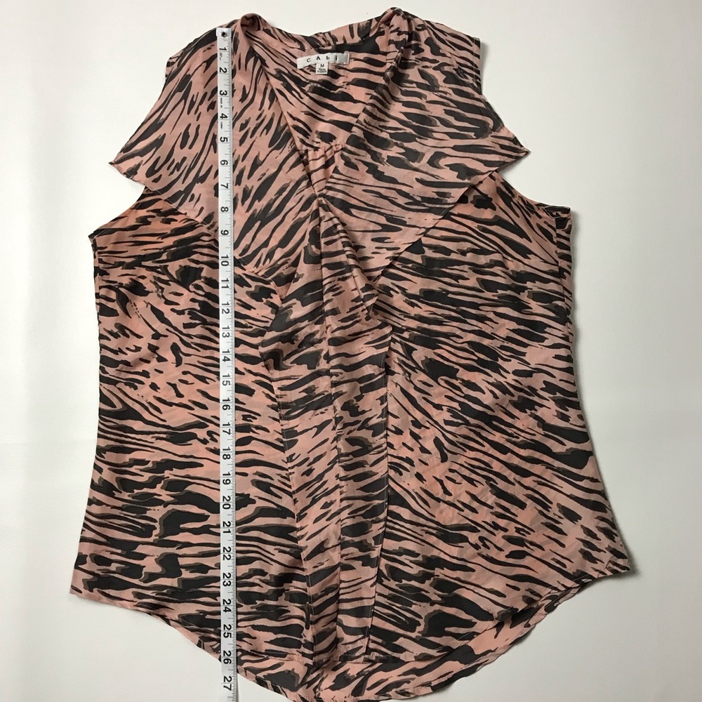 Cabi Animal Print V Neck Blouse Pink & Black Med - Picture 6 of 6